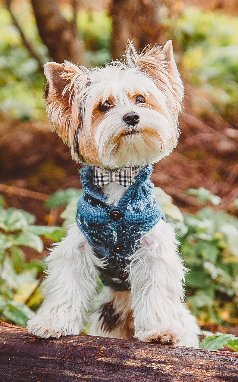Plaid fabric for Pet (Set of 3 with Collar, Bandana, and Leash)