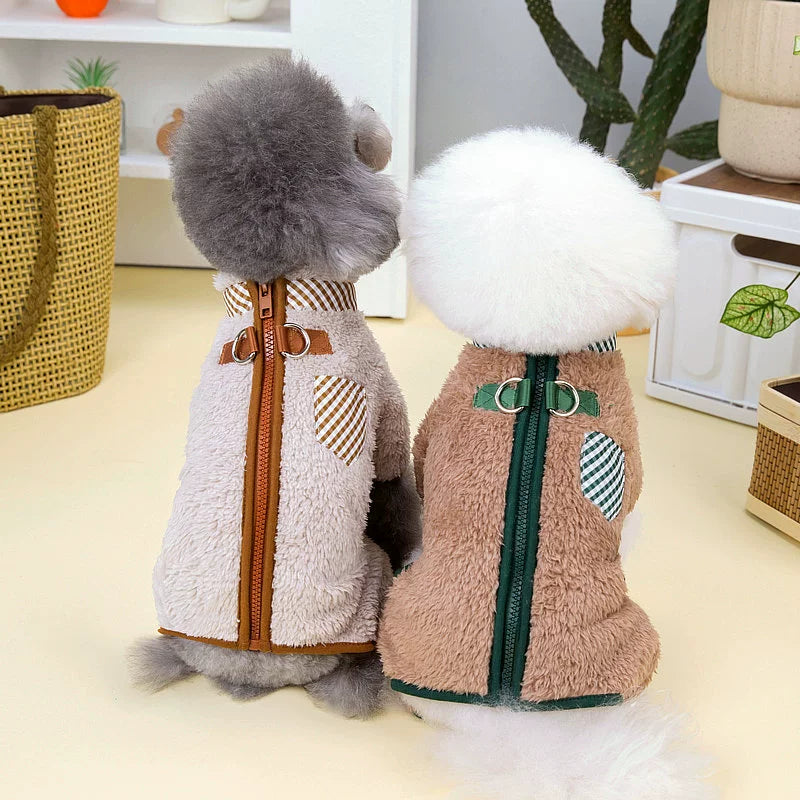 Four-Legged Fleece Pet Outfit with Double-Ring Buckle