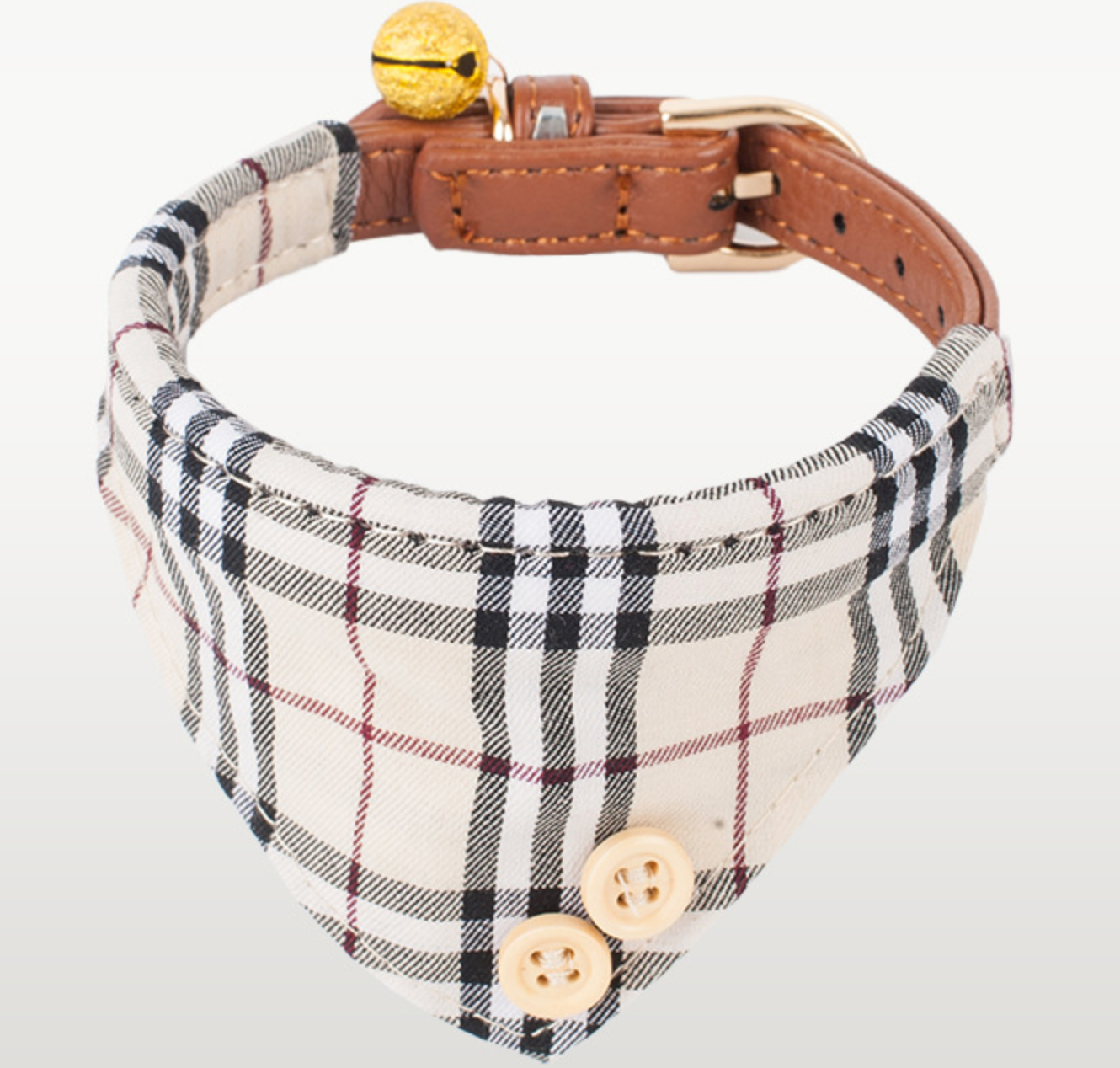 Plaid fabric for Pet (Set of 3 with Collar, Bandana, and Leash)