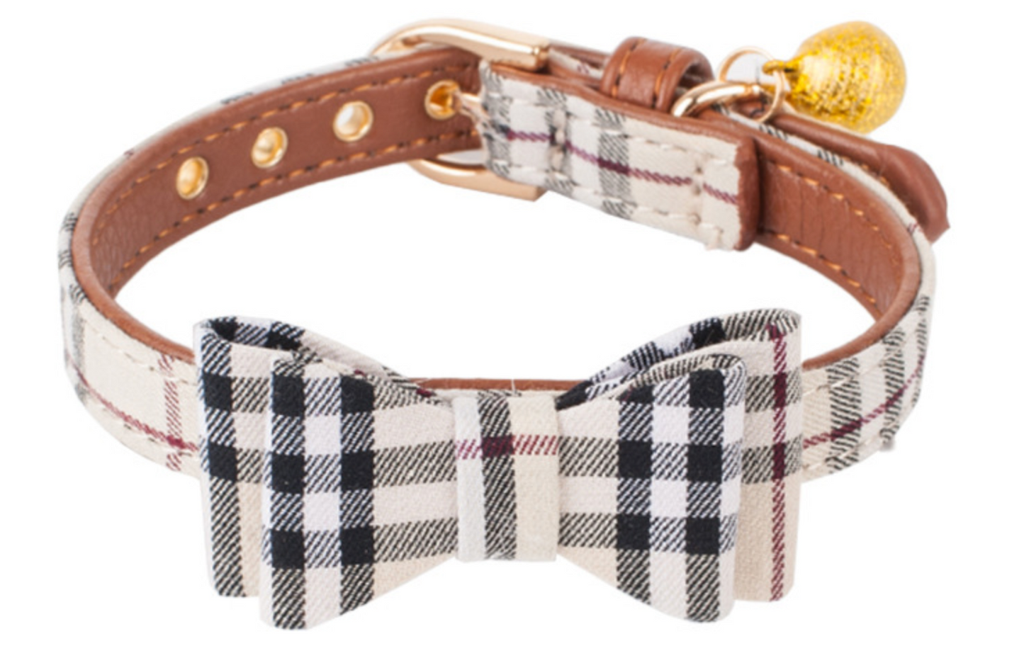 Plaid fabric for Pet (Set of 3 with Collar, Bandana, and Leash)