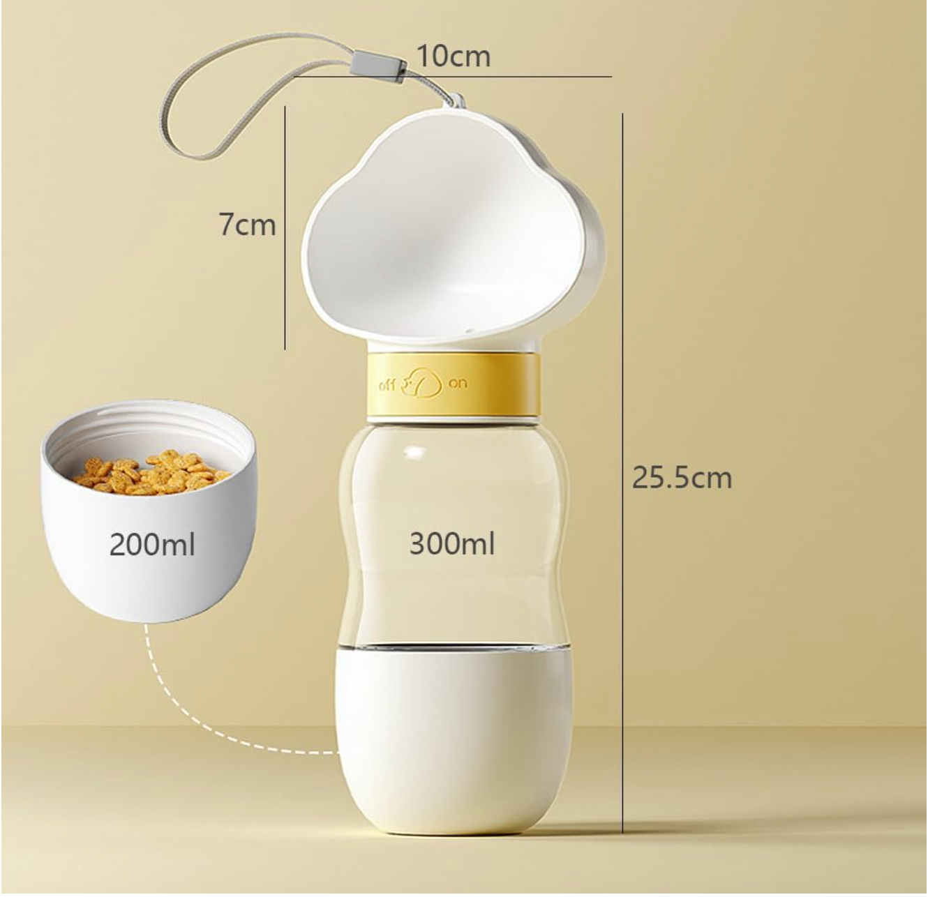 Portable 350ml Pet Water Bottle + Food Container