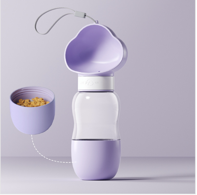 Portable 350ml Pet Water Bottle + Food Container